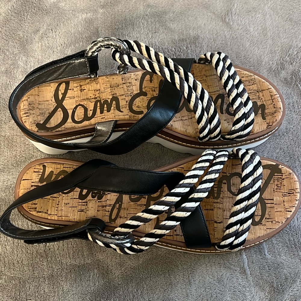 Sam Edelman Wedge platform Black & White sandals Size 10.5